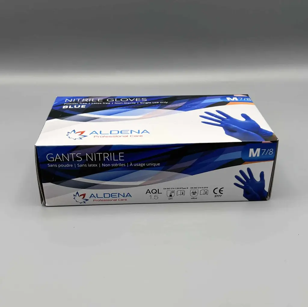 Gants nitrile Bleu ALDENA non-poudrés (100 pcs)