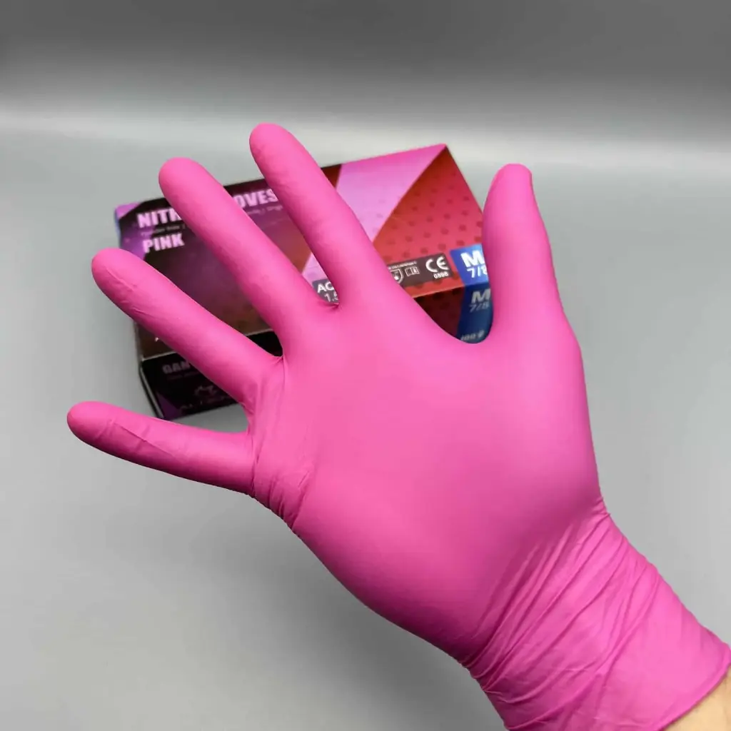 Gants nitrile Rose ALDENA non-poudrés (100 pcs)