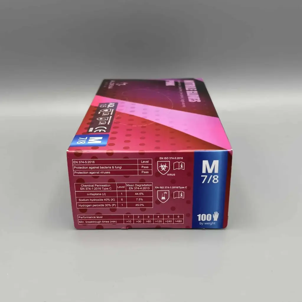 Gants nitrile Rose ALDENA non-poudrés (100 pcs)