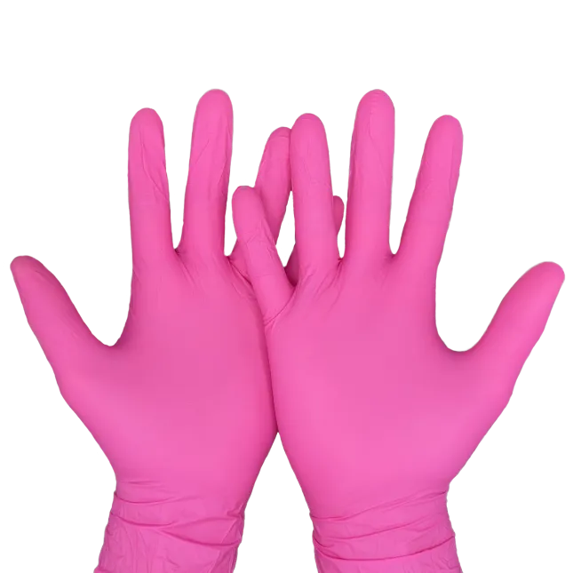 Gants nitrile Rose ALDENA non-poudrés (100 pcs)