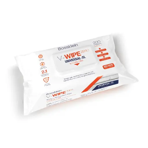 [BOS4001] V-WIPE ZERO Flowpack 200 Alcoholvrije UNIVERSAL XL Doekjes Appel